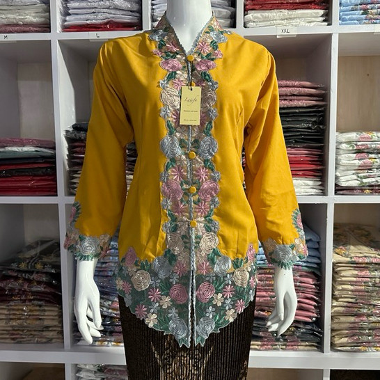 Quality Versatile Kebaya Encim Bordir Motif Bunga Tangan Panjang Katun Mikro - Image 3