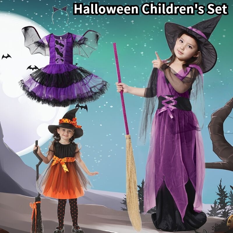 Reliable Essential 【 Factory Wholesale 】 Halloween Clothing Children's Cosplay Anime Witch Role Playing Set - Image 3