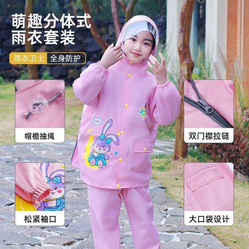 Daily Outdoor Children's baju hujan waterproof boys girls rain coat kids schoolbag compartment Portable Style - Image 3