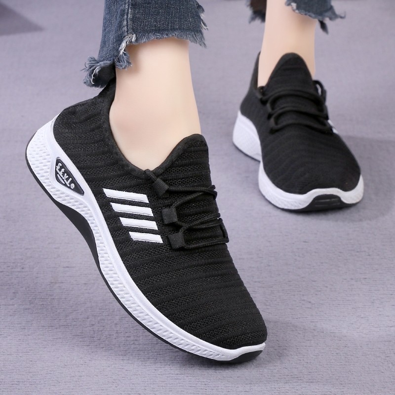 Gobra  SEP101 (Tanpa Kotak) Sepatu Sneakers Wanita SIze 36-42 7 Warna Simple Polos Ringan Garis Korea Olahraga Sport Sep