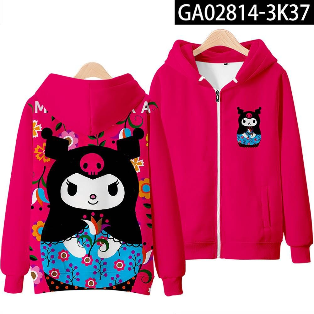 Durable Versatile NEW Anime Kuromi My Melody Jacket Hooded Tops Long Sleeve Coat Casual Loose Graphic Sports Outerwea... - Image 3