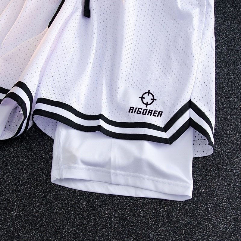 维动 美式 篮球短裤 男 men's basketball shorts 三分不过膝 假两件速干高弹训练 透气运动裤Breathable sweatpants - Image 4