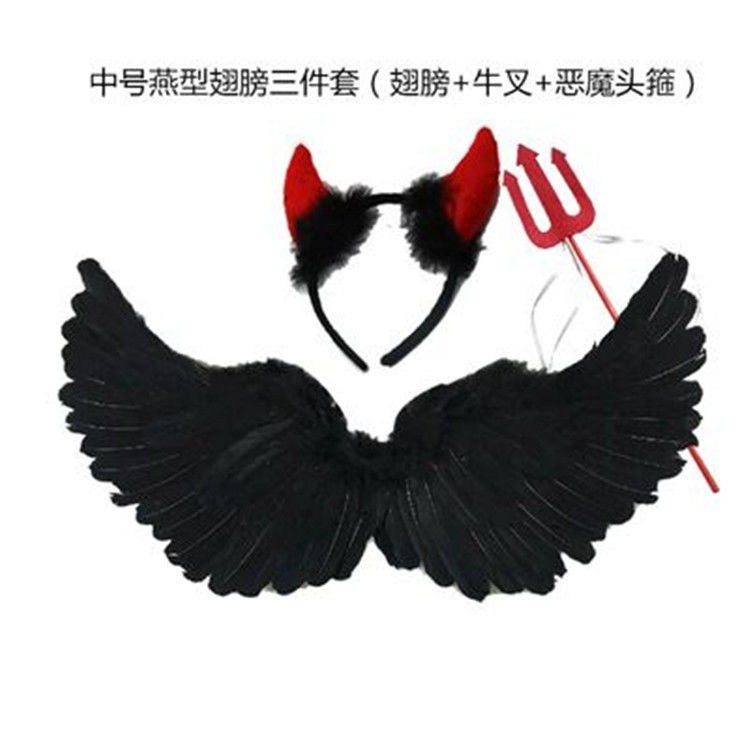 Timepiece Business 【48h shipping】 Halloween Watch Show Angel Evil Devil Elf Black White Adult Feather Wings Decor... - Image 3
