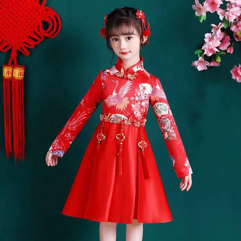 Multi Premium Girls Dress Hanfu Dresses Long Sleeve Kids Princess Chinese Lunar New Year Clothes Fashion Embroidered ... - Image 4