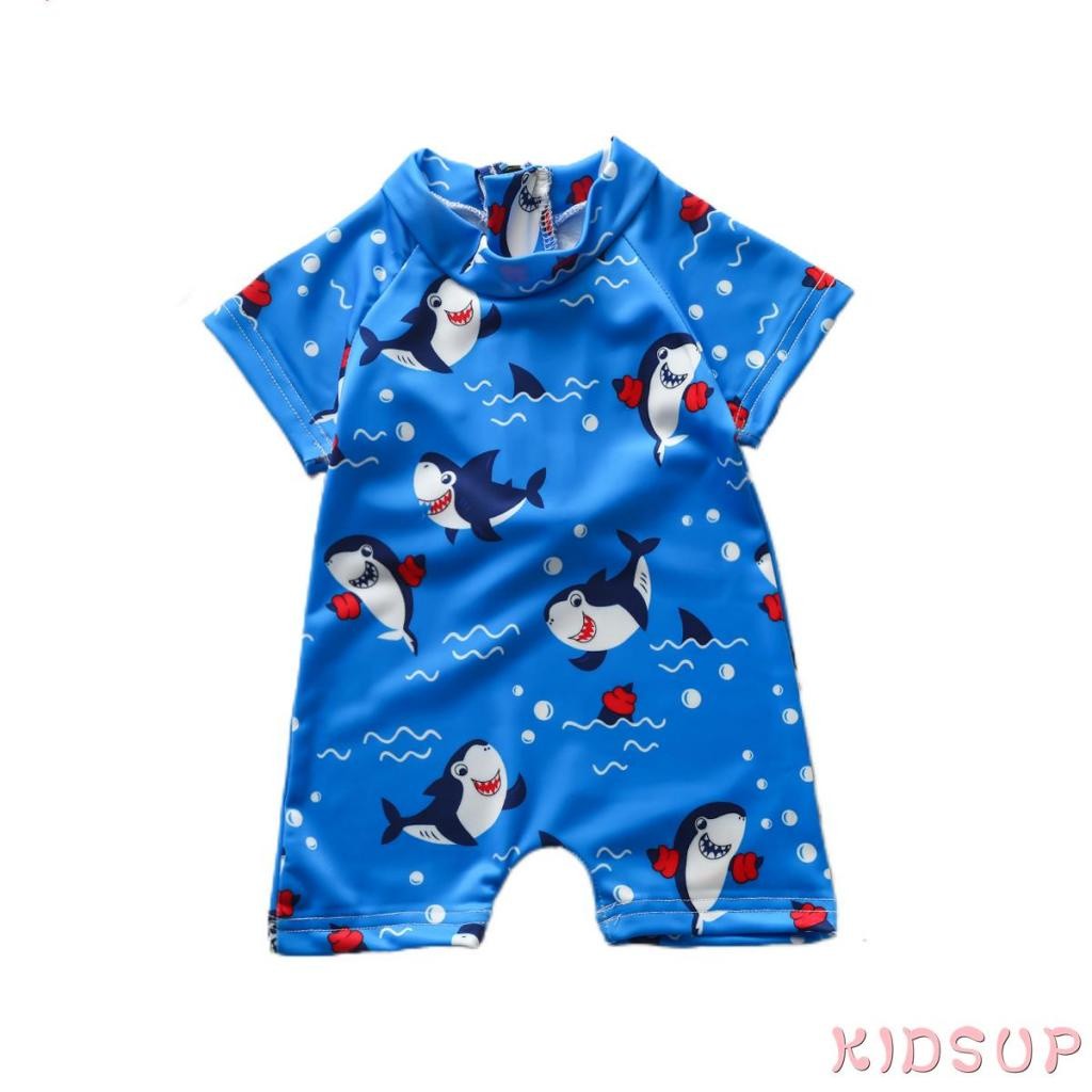 Premium Durable KIDSUP-Baby Boys One-Piece Swimwear Cartoon Animal Patterns Short Sleeve Zipper Beachwear Purpose Qua...