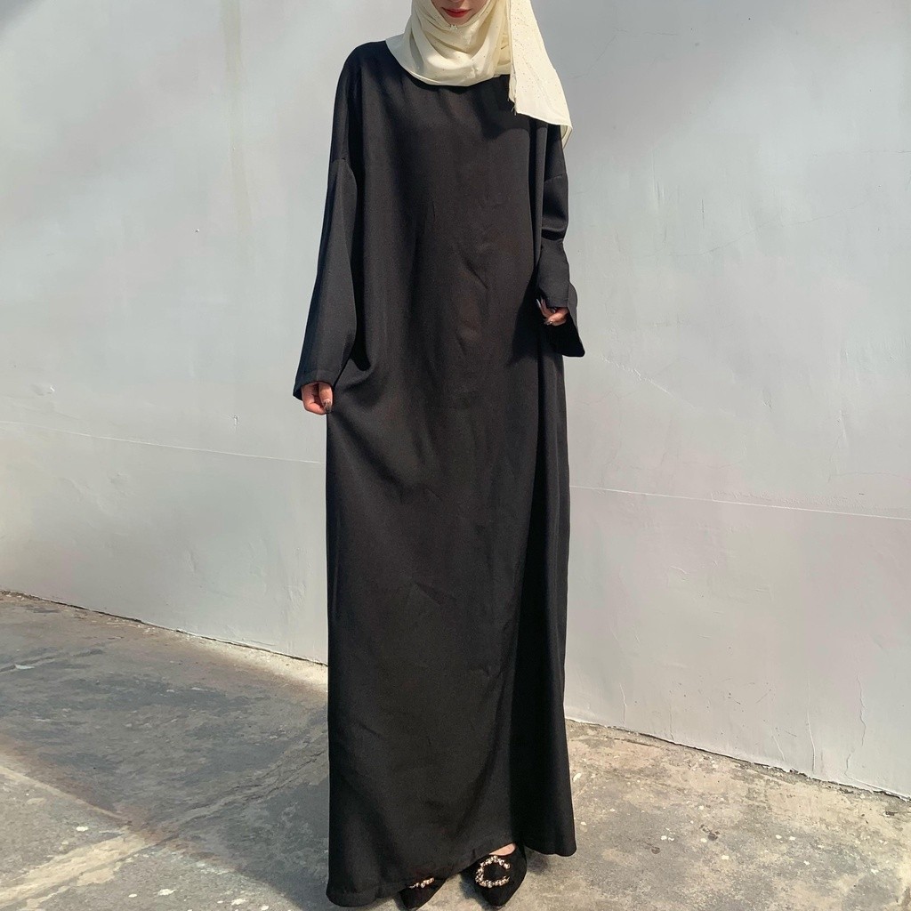 PERTY Women Fashion Abaya Muslim Dress Plain Jubah Long Sleeve Elegant loose Dresses