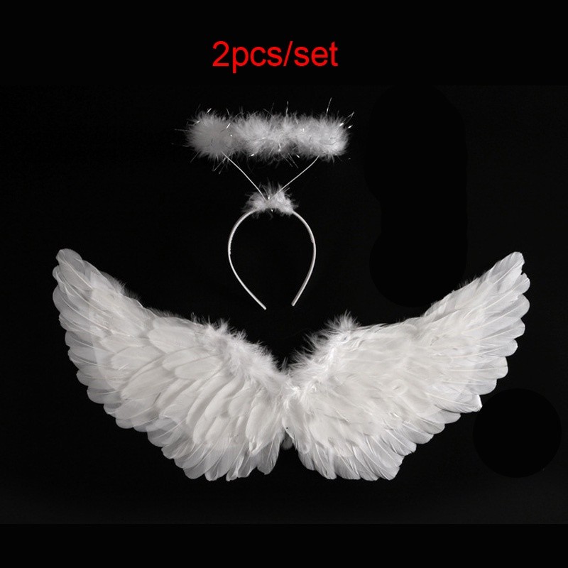 White Angel Wings Angel Costume for Baby Girl Fairy Wings Child Toddles Kids Girls Birthday Cosplay Costume Photo Shoot 