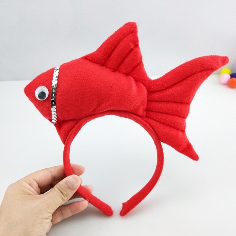 Dark Cartoon Headband Stuffed Fish Shape Hair Hoop Woman Cosplay Costume Prop