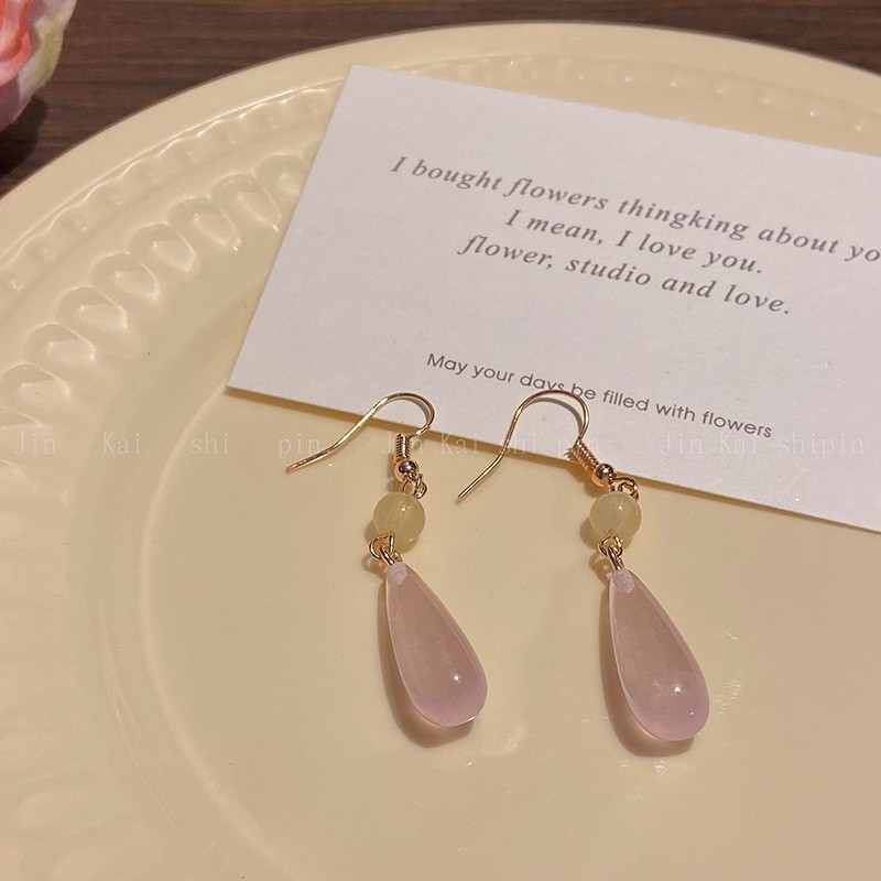 Reliable Premium Luxury Women's Imitation Jade Water Drops Earrings Chinese Style Elegant Gift Girlfriend Transparent... - Image 4