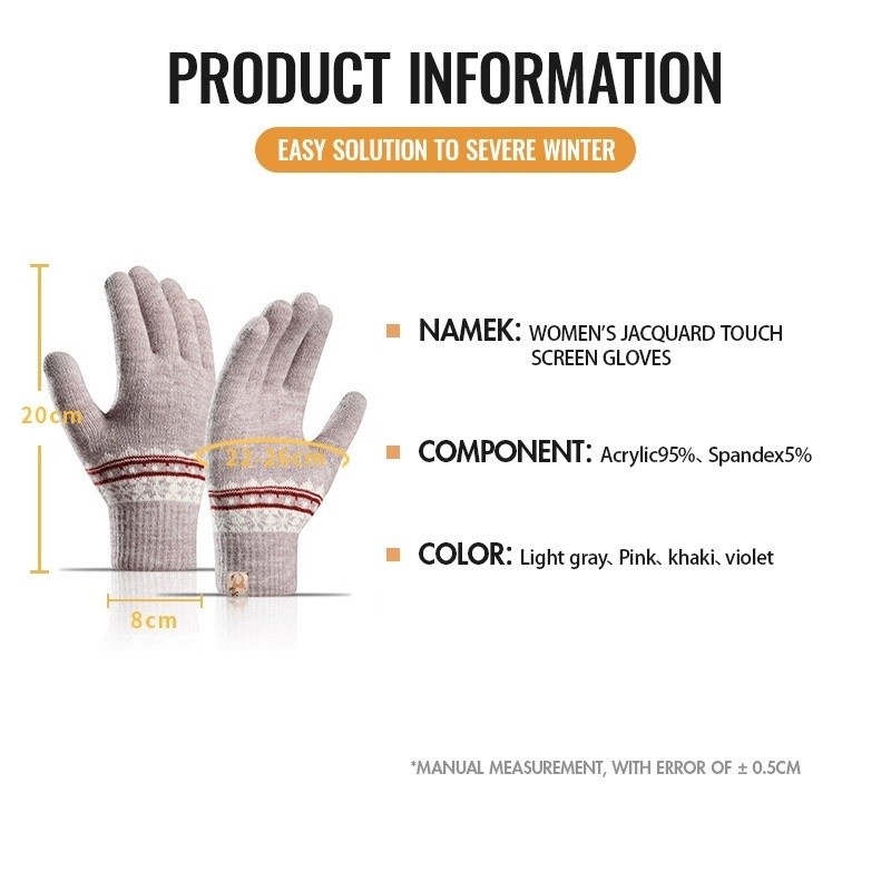 Have Purpose Women Winter Knitted Thicken Warm Gloves / Double Layer Plus Velvet Jacquard Touchscreen Woollen Windpro... - Image 2