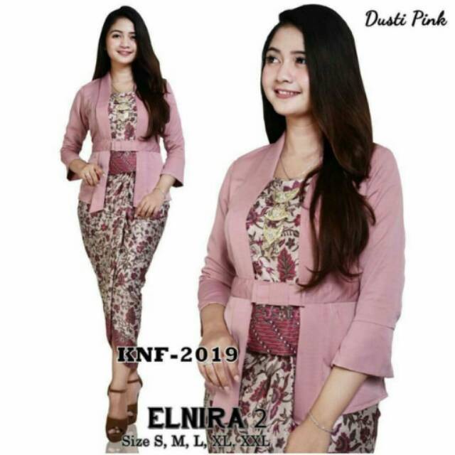 Quality Durable Modern Blouse Javanese Kutubaru Suit Combi Set Kebaya Graduation Elnira Pink Others | Setelan Reliable - Image 4