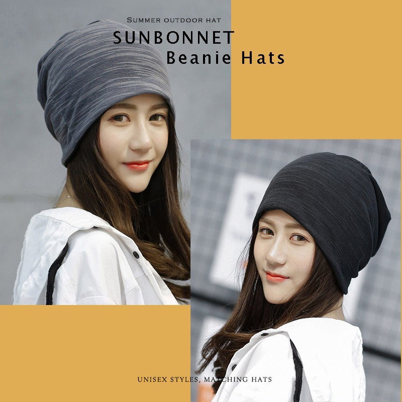 Portable Travel Men's Chic Striped Thin Baggy Slouch Summer Beanie Cap Hat Fashion - Image 3