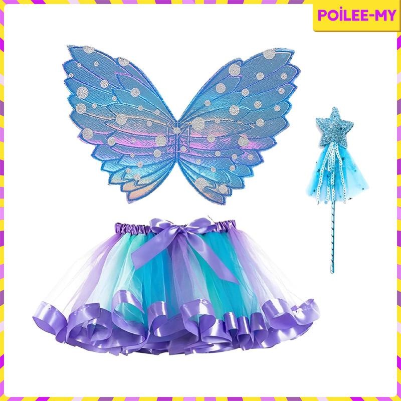 Durable Must segolike Fairy Costume Set Girls Kid Elf Cosplay Cute Tutu Skirt Butterfly Wing - Image 4