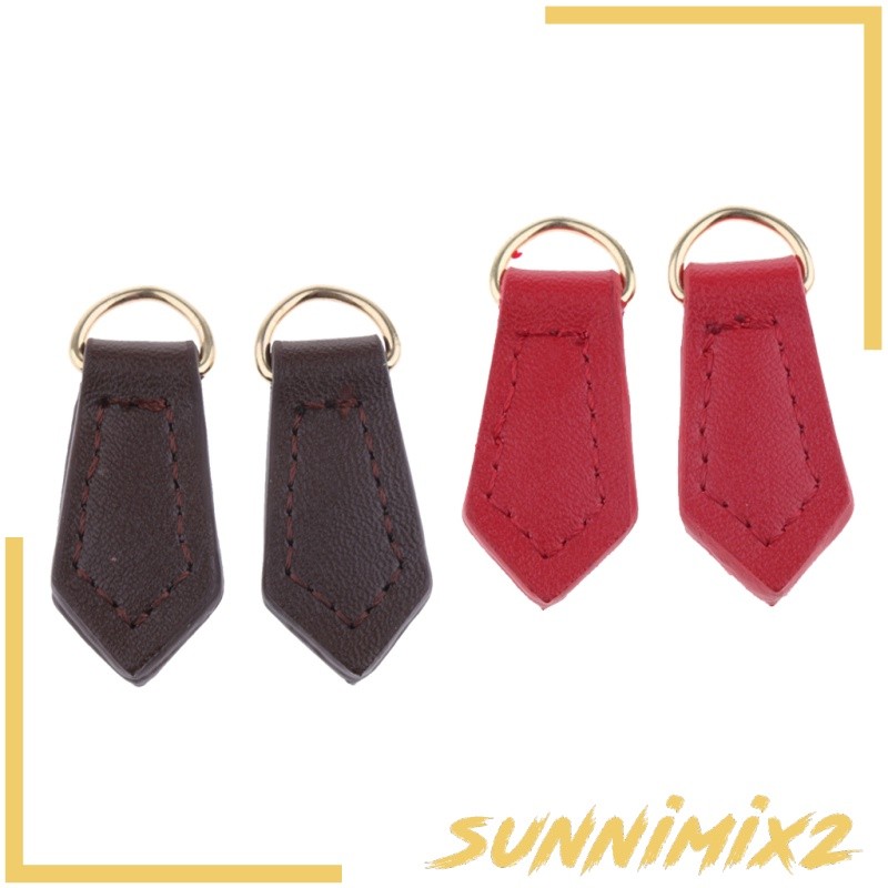 Portable Chic 2x Real Leather Zipper Pull Tabs Tags Zip Puller Replacement Handbag Repair Outdoor - Image 2