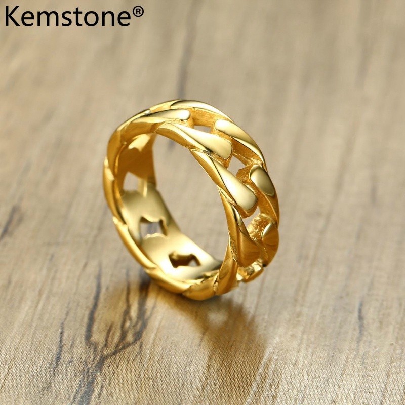 Purpose Reliable Kemstone Fashion Stainless Steel Gold/Silver/Black Hollowed Chain Rings Men Multi Quality - Image 3