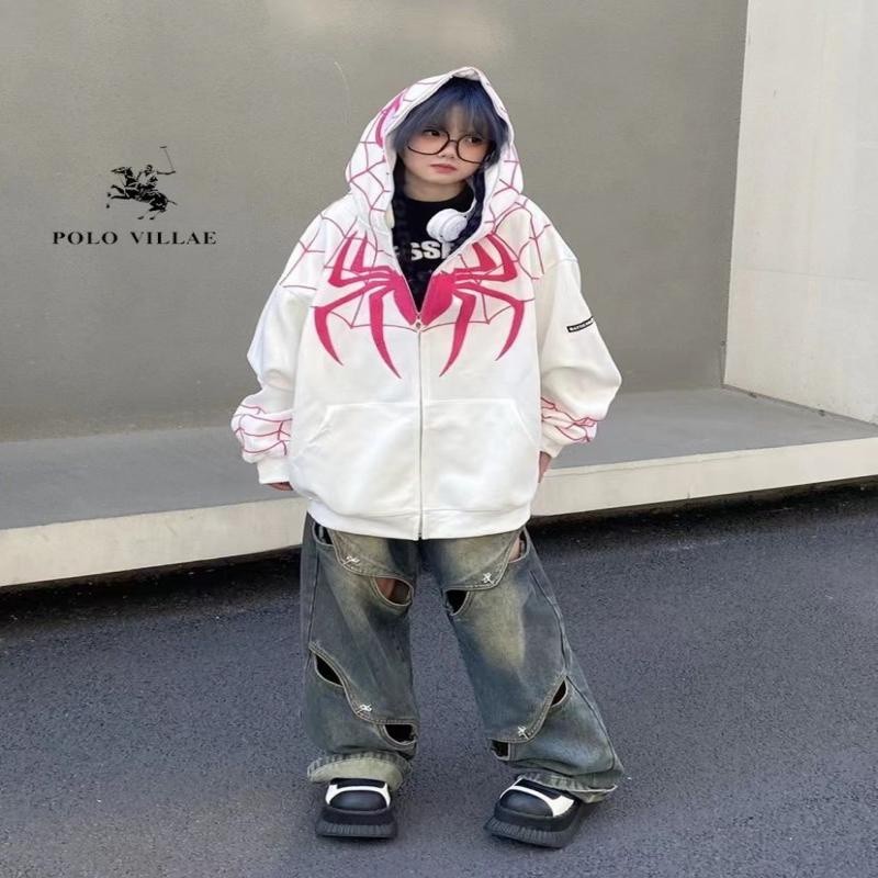 Reliable Essential 动漫蜘蛛侠外套酷酷girl风美式复古小众设计感连帽刺绣开衫卫衣女Anime Spid... - Image 4