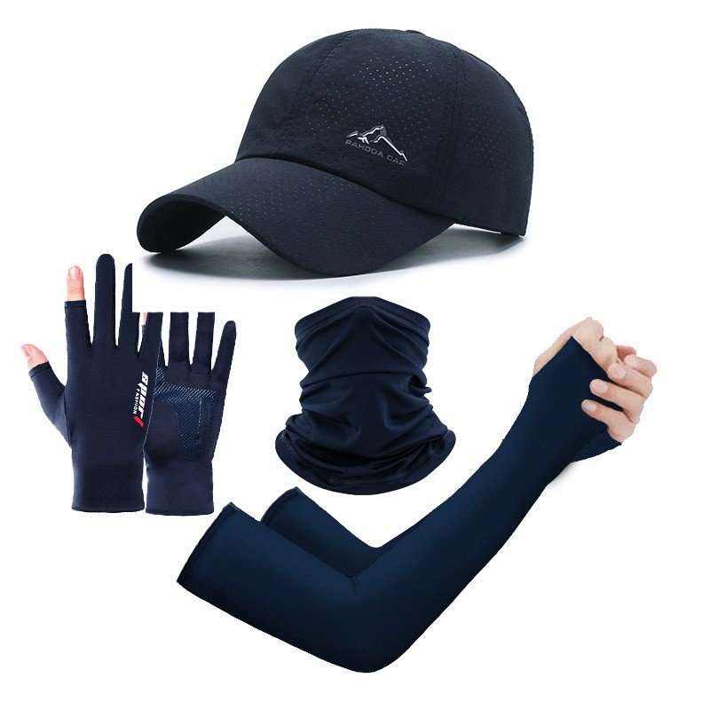 Durable Must NEW 4-pcs Set Outdoor Sports Fishing Hat Scarf Gloves Sleeve Ultraviolet-proof Breathable UV Protection ... - Image 3