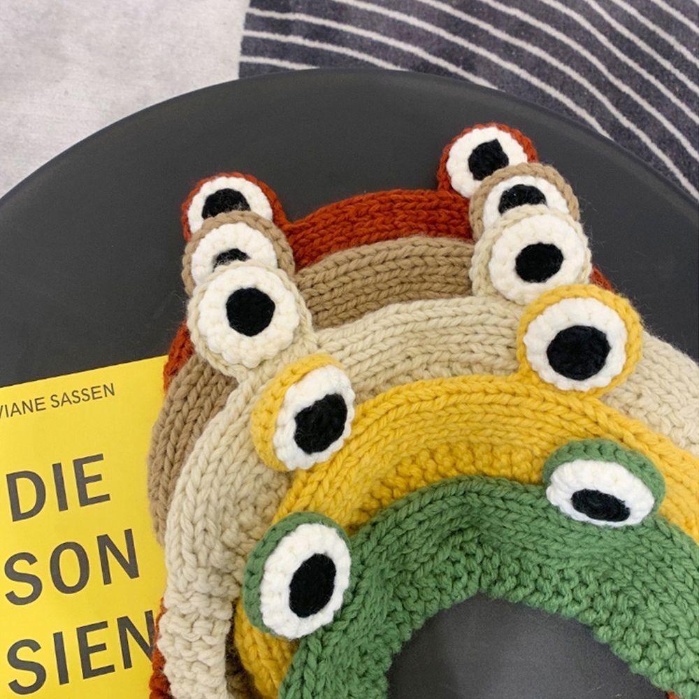 Essential Purpose Frog Hat Cute Knitted Woolen Big Eyes Hair Band Earmuff Have Versatile - Image 2