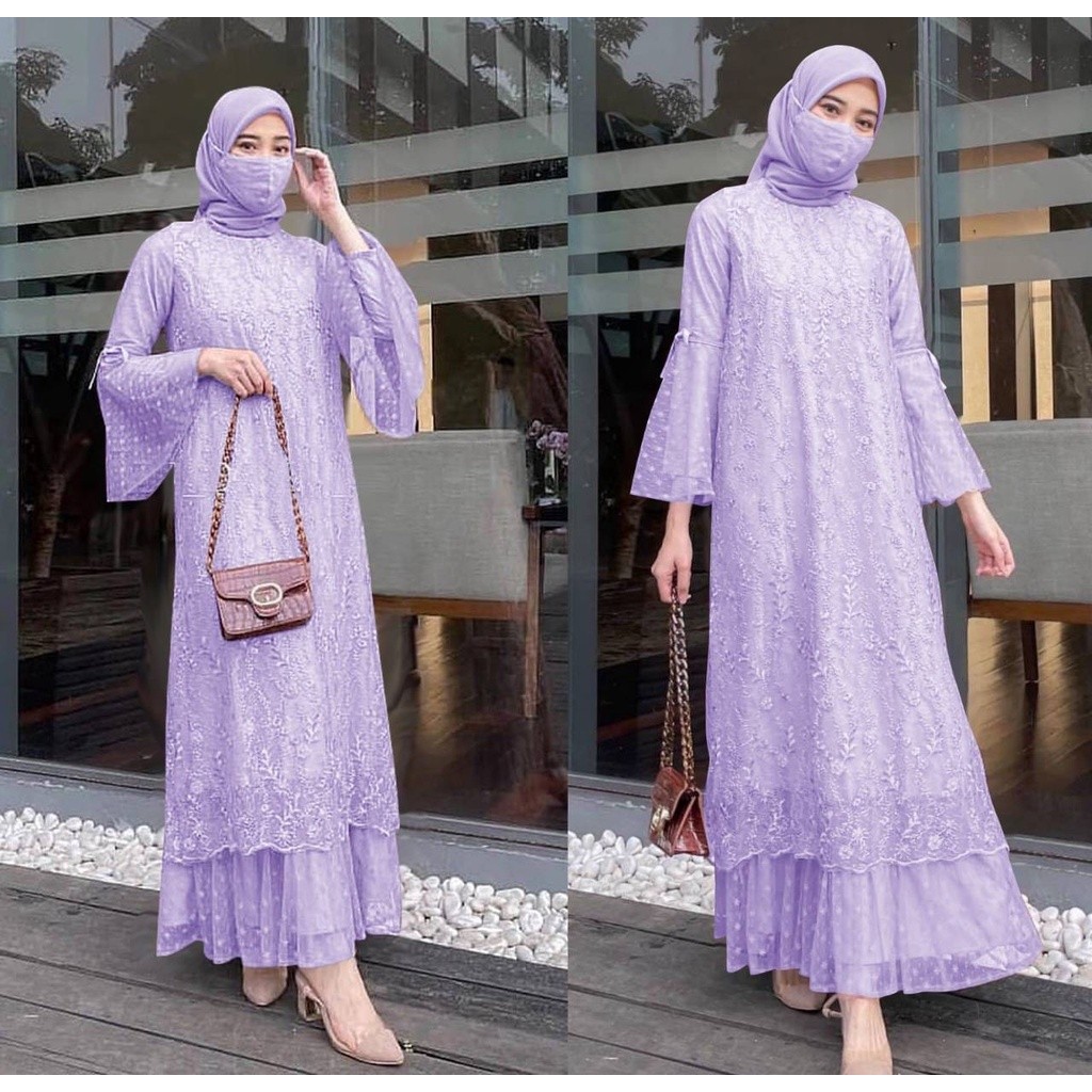 Quality Essential Maxi Crazy DRESS RIRIN M-XXL JUMBO GAMIS TILE ONDE Embroidery Beautiful Party MUSLIMAH 10 Colors Have - Image 5