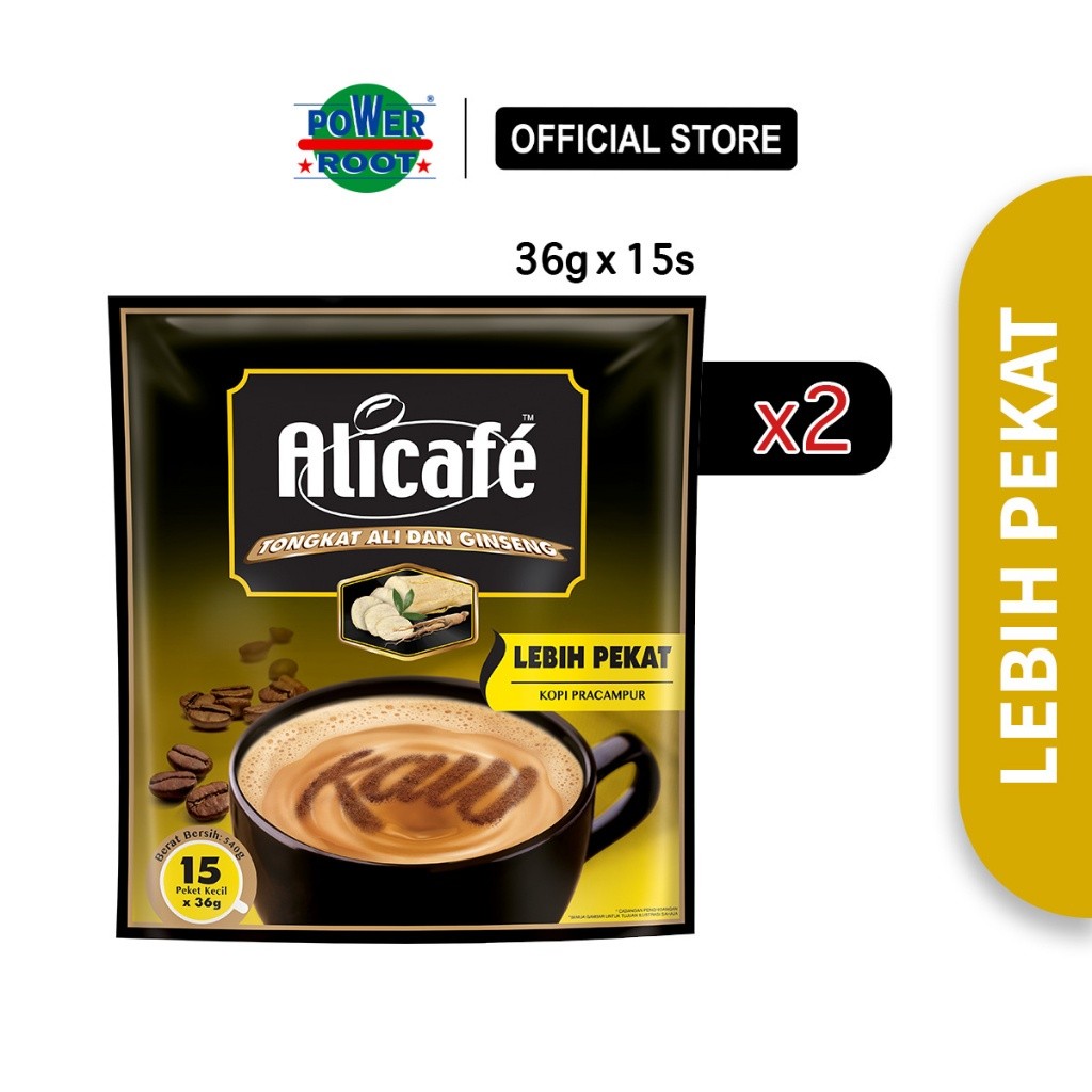 Alicafe Tongkat Ali & Ginseng Lebih Pekat (36g x 15 Sachets/2 Packs)