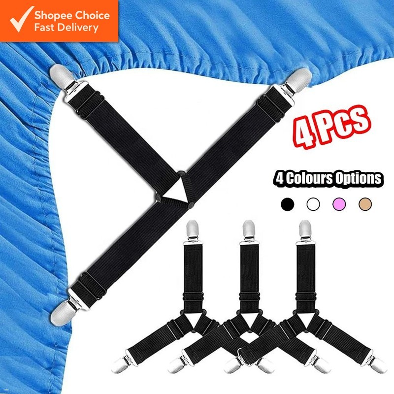 Adjustable Bed Sheet Holder Straps (4Pcs/Pack) - Fitted Sheet Clips & Corner Suspenders