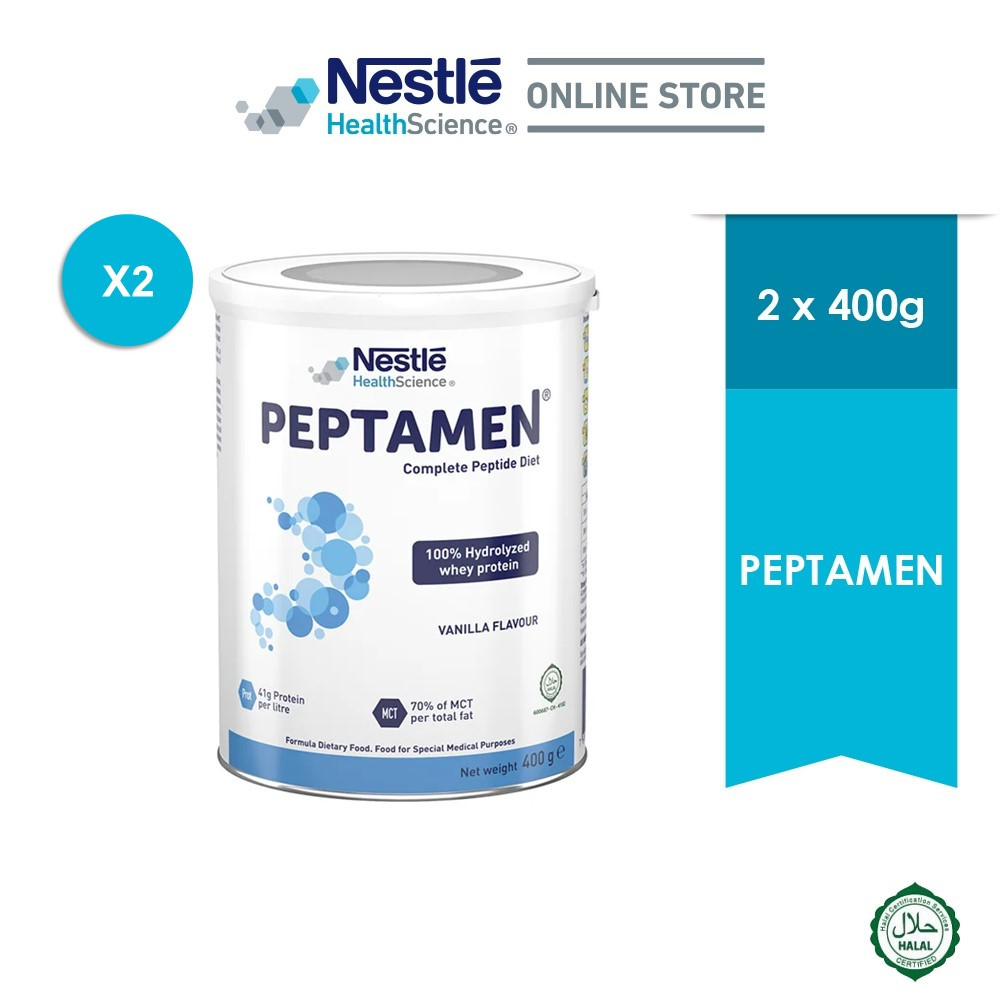 NESTLE Peptamen Complete Peptide Diet 400g Vanilla Flavour Milk Powder -Tin (Bundle of 2)