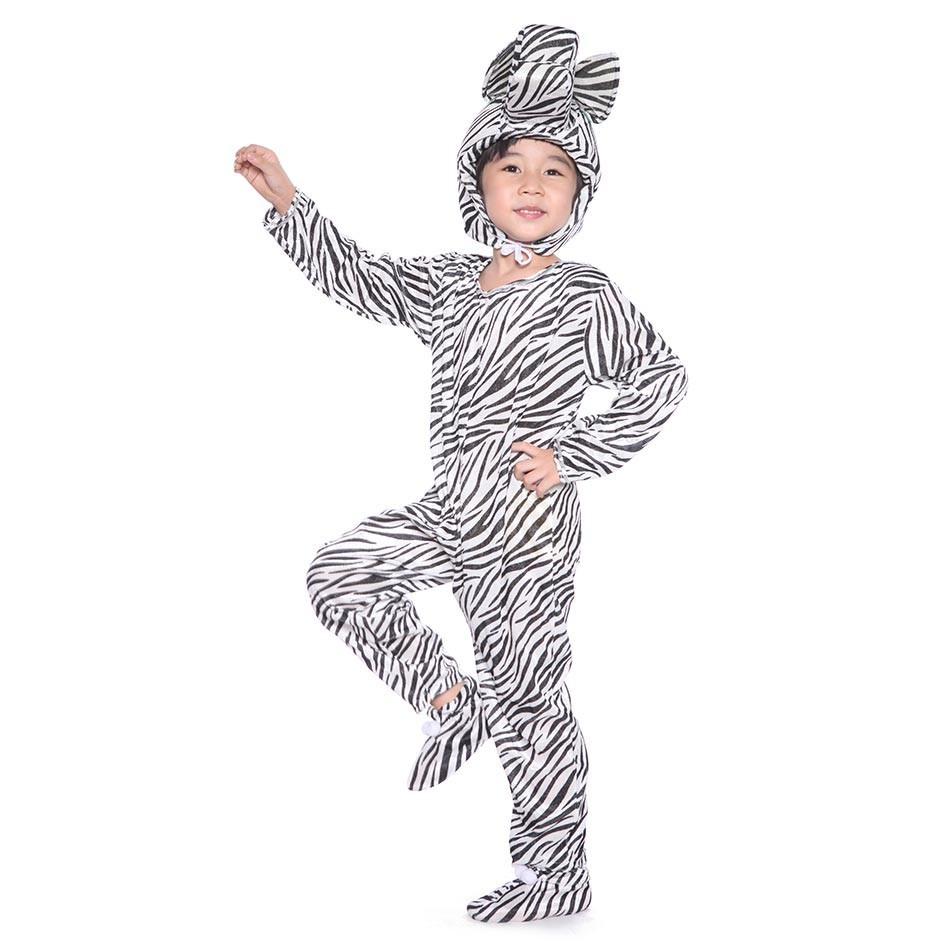Multi Versatile Ready Stock Kids Animal Costume Zoo Cosplay Cartoon Jumpsuit Onesie Hoodid Panda Zebra Elephant Frog ... - Image 3