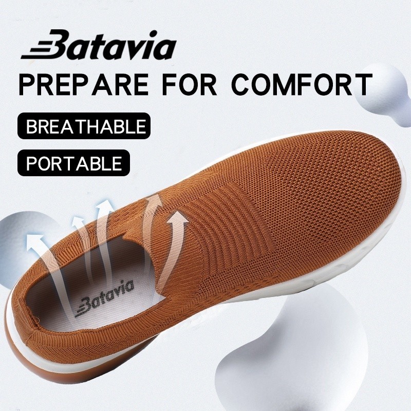 Fitness Breathable Batavia GROSIR sepatu kanvas pria rajut tanpa tali hitam Sport men Sneakers - Image 5