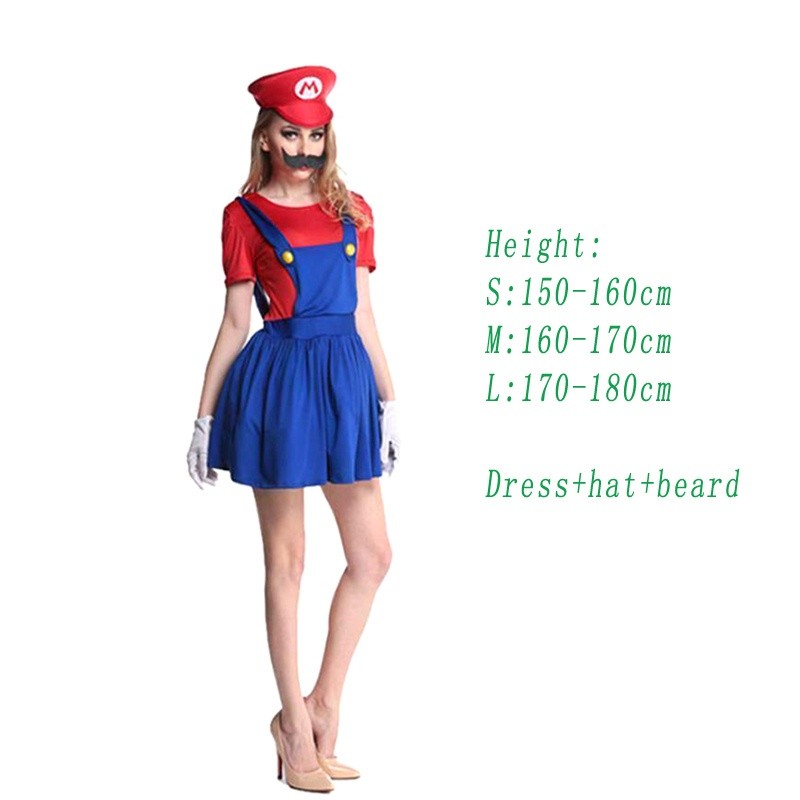 Premium Durable Adult Kids Super Mary Halloween Costume Role-playing Set Cartoon Mario Uniform Family Parent-child Cl... - Image 3