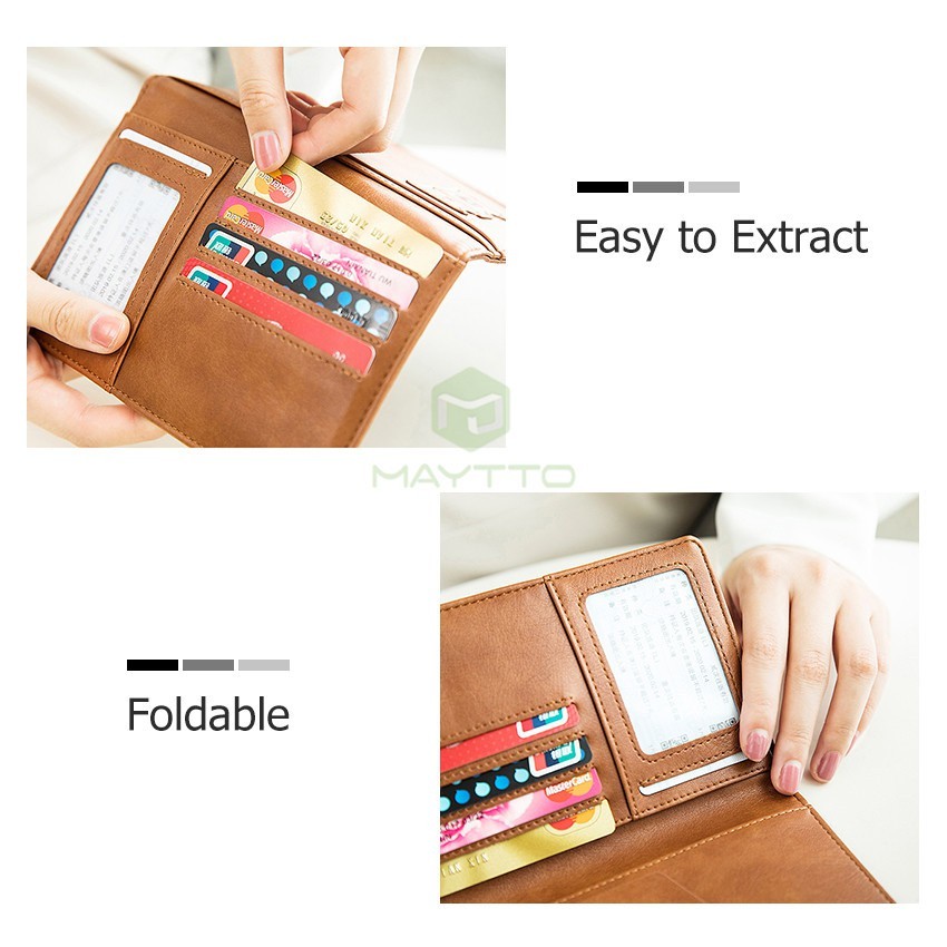 Daily Trendy Maytto Multifunction Passport Holder Fashionable Cover Frosted PU Travel Bag Wallet Ticket Zipper - Image 5