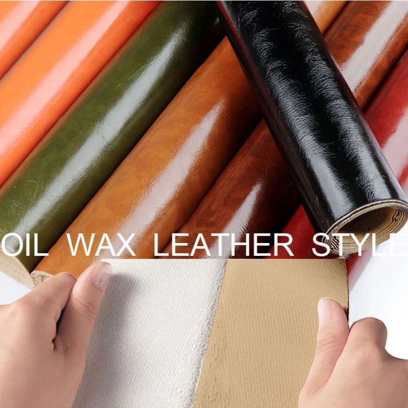 Quality Essential (Multimodal)1pcs new self-adhesive PU leather oil wax solid color thickened - Image 3