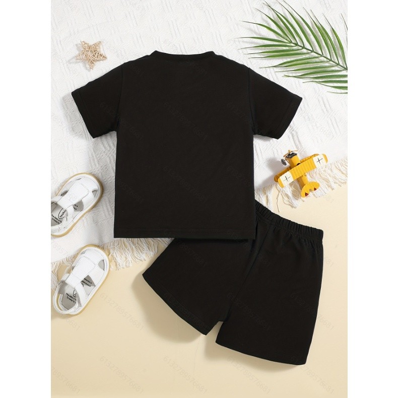 Premium Essential Clothes Baby Boy 3-24 Months 3PCS Newborn Clothing Set Short Sleeves Little BOOS Print Bodysuit Hat... - Image 3