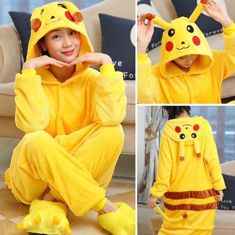 Essential Must Kigurumi Dinosaur Pikachu Onesies Kids Children Flannel Pajamas Jumpsuits Women Men Sleepwear Onepiece... - Image 2