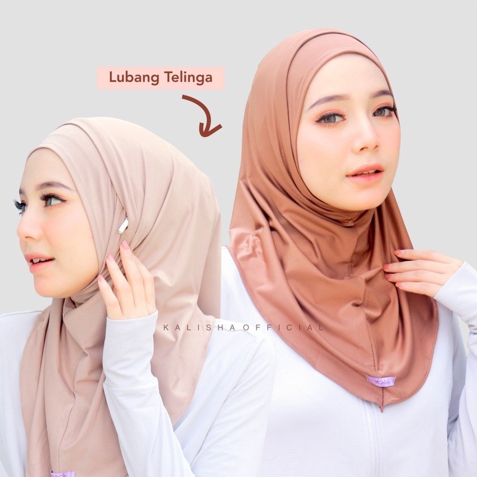 Premium Versatile Bergo Antem Hijab Sport Instant Variation Ear Hole Non Pet Veil Active New Normal Earphone Mask Gla... - Image 5