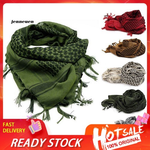 Premium Reliable JEN_Unisex Lightweight Plaid Tassel Arab Desert Shemagh KeffIyeh Scarf Wrap Pashmina Have - Image 3