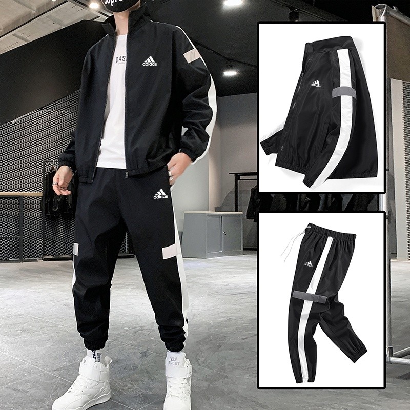 Quality Must Men's long sleeve sports suit Running sportswear reflective stripe Casual Couple - Image 3