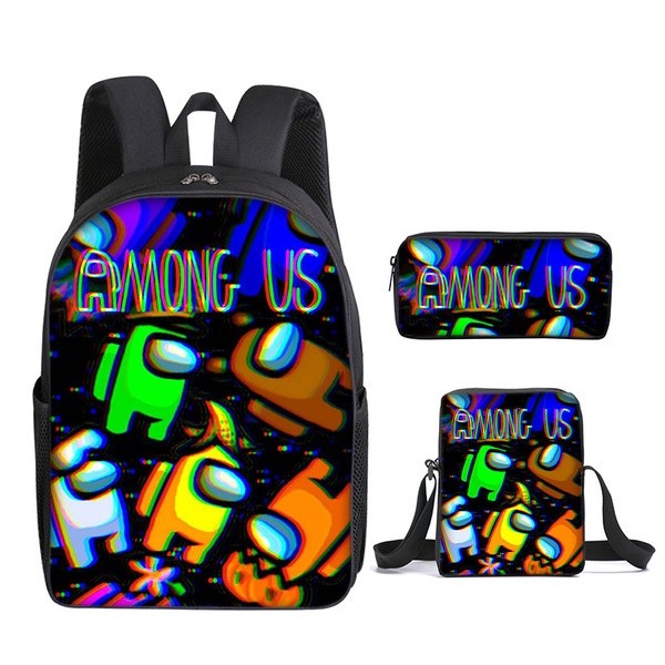 Daily Trendy bag anime beg sekolah budak lelaki goodies birthday kids Space Wolf Kill Among US Bags Three-piece Game ... - Image 3