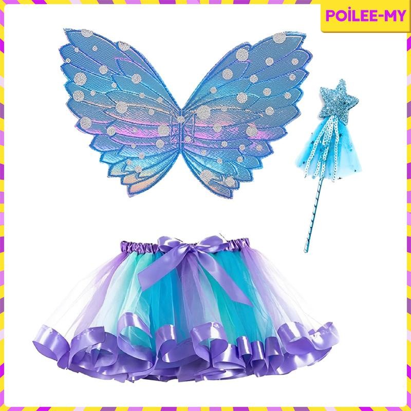 Durable Must segolike Fairy Costume Set Girls Kid Elf Cosplay Cute Tutu Skirt Butterfly Wing - Image 3