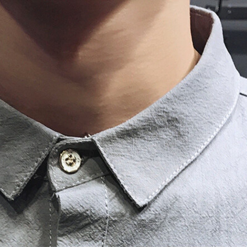 Quality Purpose Plain shirt man Men Linen Cotton 3/4 Sleeve Baju Kemeja Lelaki Slim Fit Stand Collar - Image 4