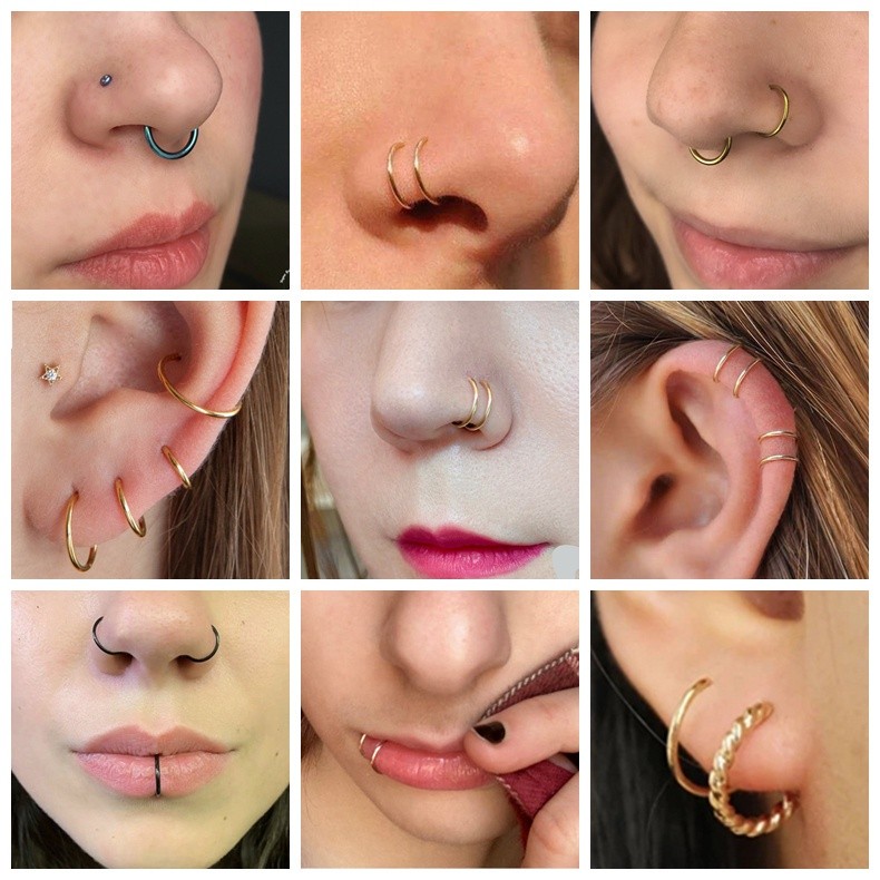 Purpose Premium 1 PC 0.8/1/1.2mm Multicolor Hinged Segment Hoop Nose Ring Stainless Steel Septum Piercings Clicker Ca... - Image 2