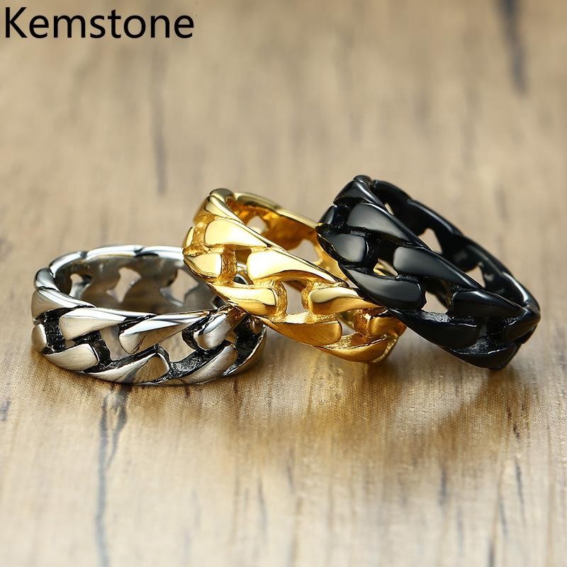 Purpose Reliable Kemstone Fashion Stainless Steel Gold/Silver/Black Hollowed Chain Rings Men Multi Quality - Image 2