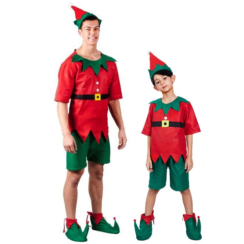 Essential Have Ready StockChristmas Elf Costume Kid Parent-child Santa Cosplay New Year Party Boy Family Matching Out... - Image 5