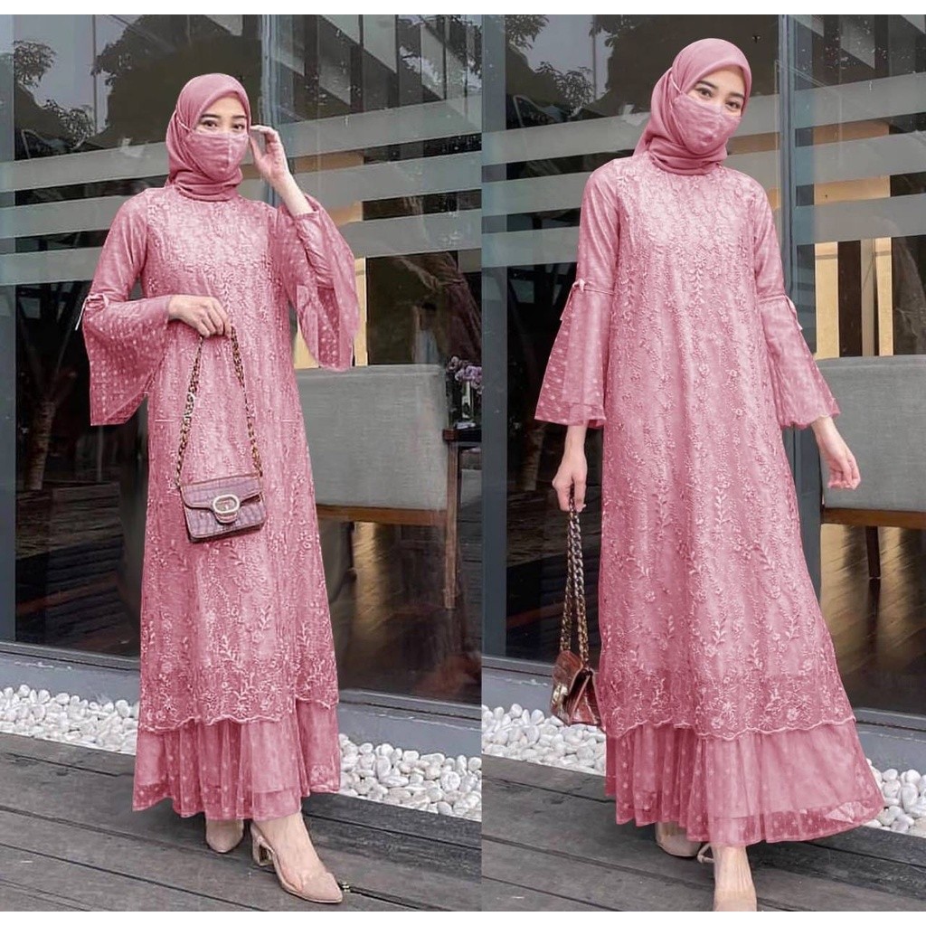 Quality Essential Maxi Crazy DRESS RIRIN M-XXL JUMBO GAMIS TILE ONDE Embroidery Beautiful Party MUSLIMAH 10 Colors Have - Image 2