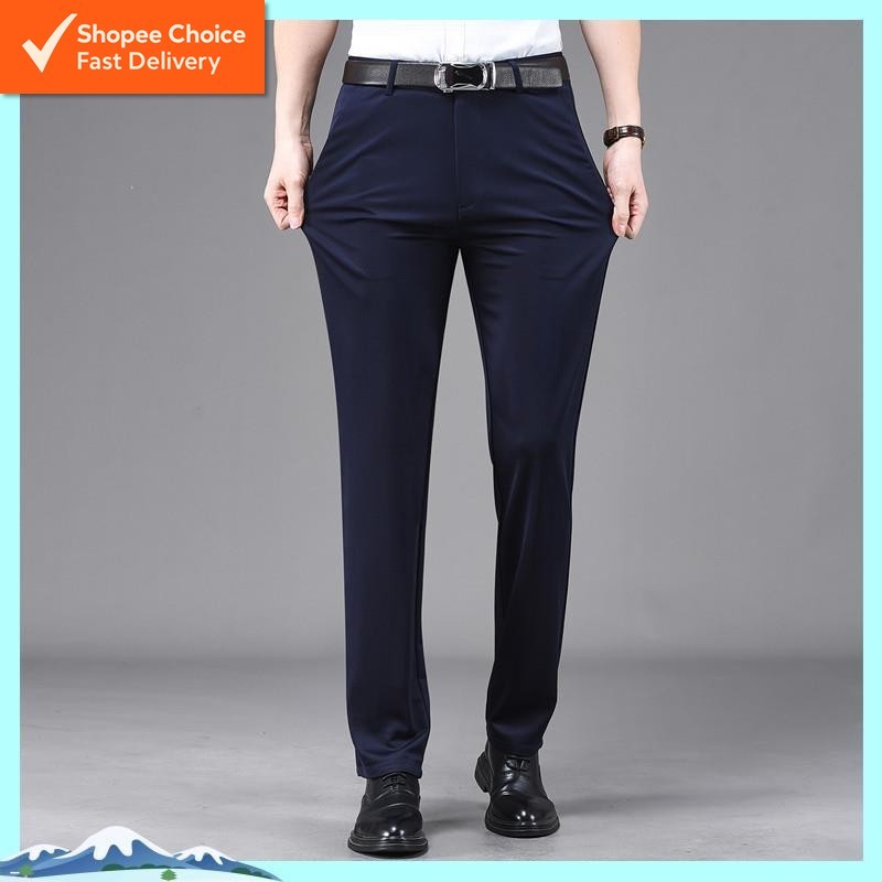 [Shopee Choice] Men's Formal Elastic Pants Office Wear Slim Fit Stretchable Flexible Business Casual