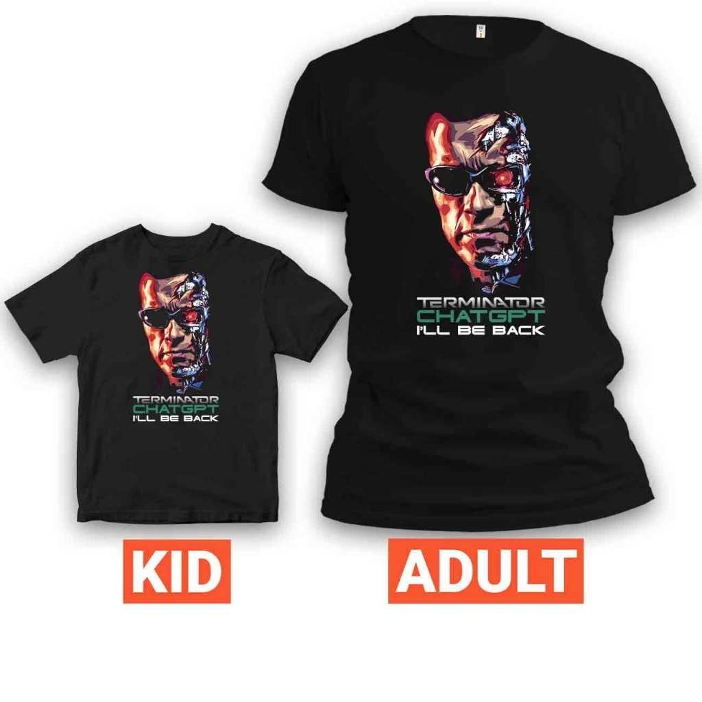 Terminator Tshirt Arnold Schwarzenegger Ai Chatgpt Boy Baju Fashion Cotton Budak Kemeja Unisex Cloth