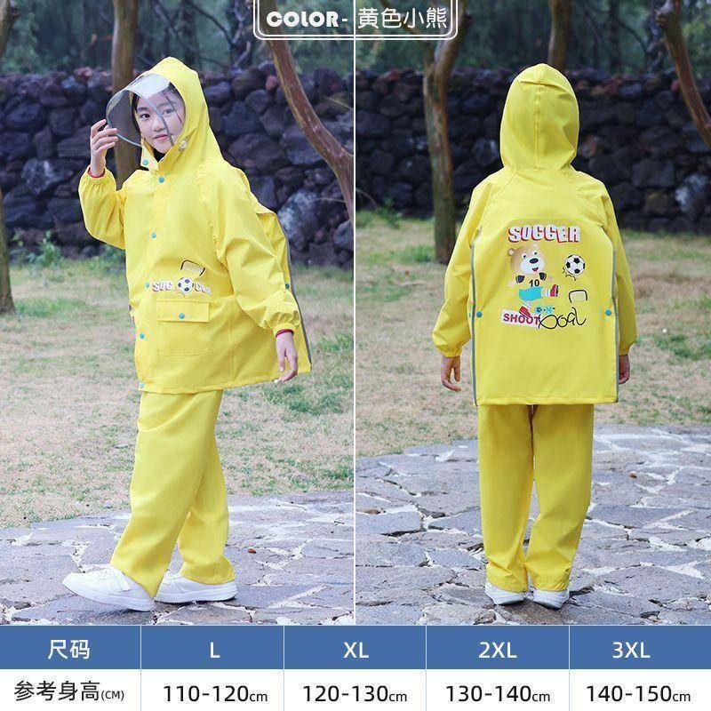 Daily Outdoor Children's baju hujan waterproof boys girls rain coat kids schoolbag compartment Portable Style