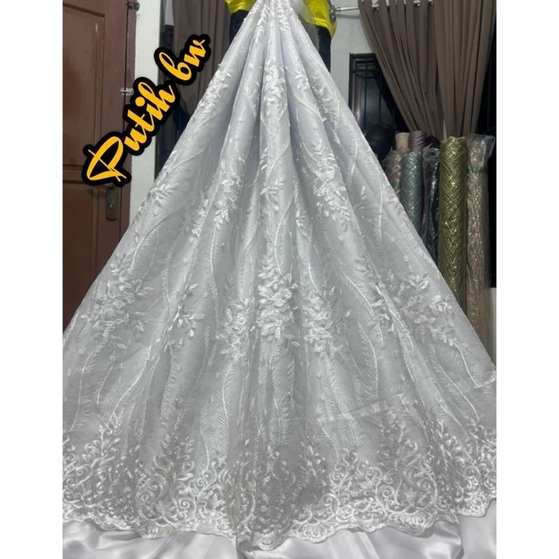 Multi Quality kain Tile tule akar bordir mutiara mewah / atas bawah cocok untuk gamis tunik dress dan kebaya Premium - Image 5