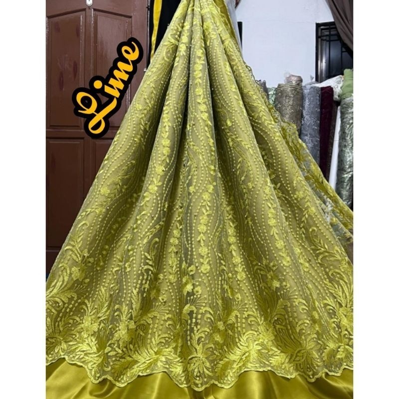 Multi Quality kain Tile tule akar bordir mutiara mewah / atas bawah cocok untuk gamis tunik dress dan kebaya Premium - Image 3