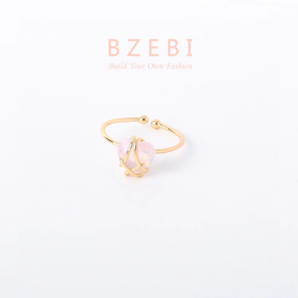 Must Reliable BZEBI Gold Plated Barbie Ring Pink Heart Zircon Adjustable Box 406r-1 Have Durable - Image 4