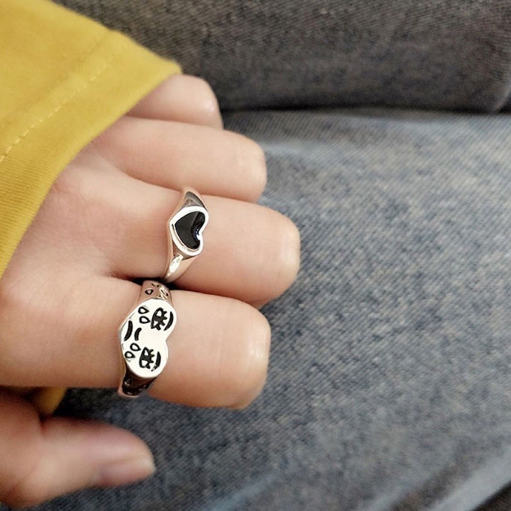 Durable Versatile AHOUR Korean Fashion Accessories Chic Thumb Ring Finger Heart Cry Face Trendy Creative Adjustable W... - Image 3